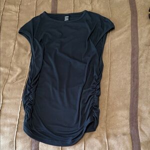 SHEIN Black Ruched Short Sleeve Top